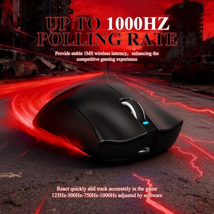 MAMBASNAKE Attack Shark V3 PRO 62g Superlight Wireless Gaming Mouse,RGB Magnetic Charging Dock,BK52820 Tri-Mode BT/2.4G Wireless/Wired Mouse,25000DPI,500mAh,5 Programmable Buttons for Pc/Mac,Black - color: Black