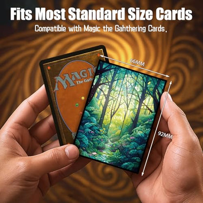 MTG Card Sleeves - Forest- Ultra Clear Front & Matte Finish Back, 100 Count Standard Size Matte Art Sleeve for Magic The Gathering