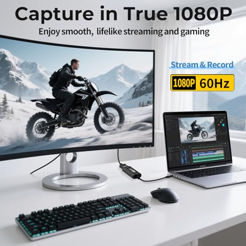GUERMOK Video Capture Card, USB3.0 HDMI to USB-C Capture Device, 2K@30FPS | Stream & Record Gameplay at 1080P@60FPS, Compatible with Mac OS, Windows, Quest 3, OBS, Zoom, PS5/4, Switch, Xbox (Black) - color: Black