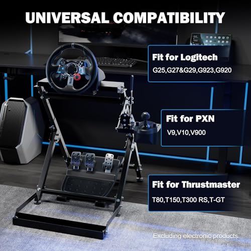 Anman Foldable Racing Simulation stand Compatible with Logitech G29 G27 G923 Adjustable Racing Wheel Stand Wheel and Pedals Not Included