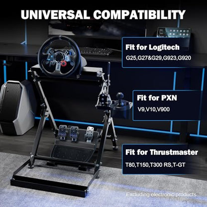 Anman Foldable Racing Simulation stand Compatible with Logitech G29 G27 G923 Adjustable Racing Wheel Stand Wheel and Pedals Not Included