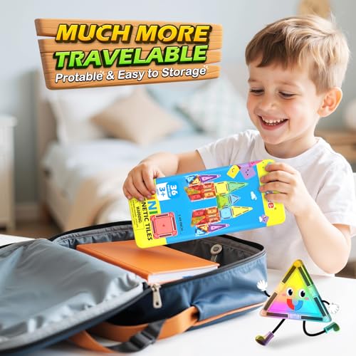 Soyee Mini Magnetic Tiles Travel Toddler Toys with Metal Tin Portable STEM Building Kids Toys for 3 4 5 6 7 8+ Years Old Boys & Girls & Birthday Gifts - size: Travel Set