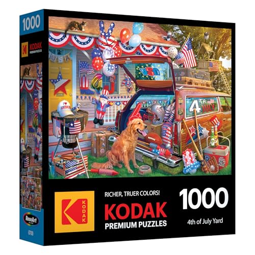 RoseArt Kodak Premium 4th of July Yard 1000 Piece Jigsaw Puzzle for Adults | 19.25" x 26.625" Finished Size, Fully Interlocking Pieces, Bonus Poster Included - style: Yard