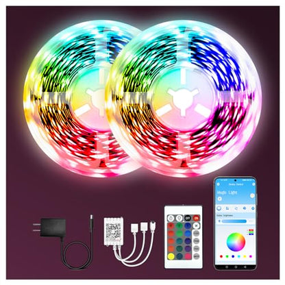 dalattin Led Lights for Bedroom 130ft (2 Rolls of 65.6ft), Led Strip Lights with Remote & App Control, LED Light Strips for Decorative Purposes - size: 130FT(Bluetooth)
