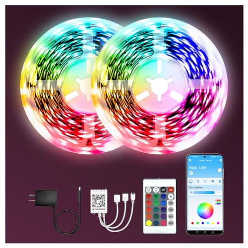 dalattin Led Lights for Bedroom 130ft (2 Rolls of 65.6ft), Led Strip Lights with Remote & App Control, LED Light Strips for Decorative Purposes - size: 130FT(Bluetooth)