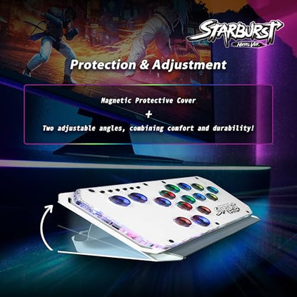 Brook Fighter Starburst Metal Ver. All-Button Arcade Controller for PS5, PS4, Xbox Series X|S, NS, NS2 & PC, Metal Side Handles, Hot-Swappable Switches, RGB Lighting, Officially Licensed (White) - color: White