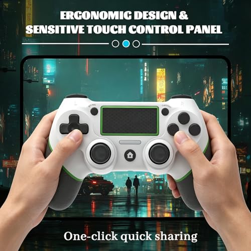 LZXWAWA Controller Compatible with PS4 Console,Wireless Controller for Ps4 Controller/Pro/Slim/PC Windows,with Built-in Speaker/Touchpad/Six-axis Motion Control/Vibration/Charging Cable,White - color: White Green