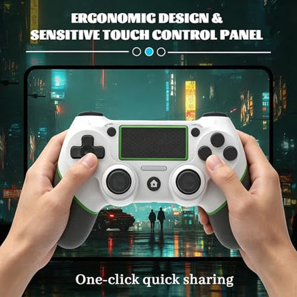 LZXWAWA Controller Compatible with PS4 Console,Wireless Controller for Ps4 Controller/Pro/Slim/PC Windows,with Built-in Speaker/Touchpad/Six-axis Motion Control/Vibration/Charging Cable,White - color: White Green