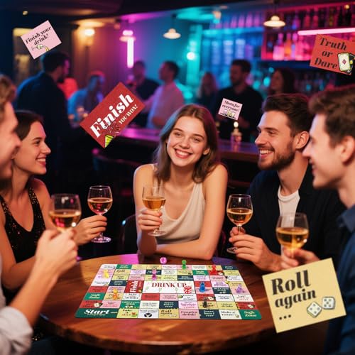 ESENHARBER Drinking Board Games, Drinking Games for Adults, Party Adult Game for Game Night, Age 21+, 2-8 Players - color: Green