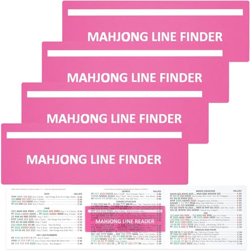 4Pcs Mahjong Card Line Reader, Pink Mah Jongg Line Finder | Mahjong Line Reader for Strategy Tool for Beginners, for Travel, Parties, Competitions, Game Nights - color: Pink