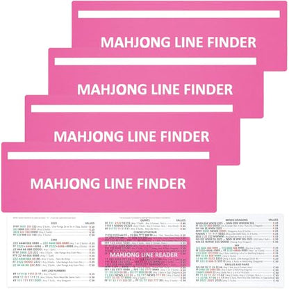 4Pcs Mahjong Card Line Reader, Pink Mah Jongg Line Finder | Mahjong Line Reader for Strategy Tool for Beginners, for Travel, Parties, Competitions, Game Nights - color: Pink