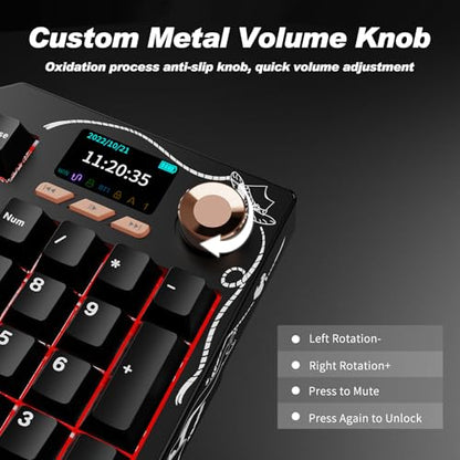 Ajazz AK35I V4 Full Size Wireless Mechanical Keyboard with 1.14" Color Screen & Knob, Tri-Mode Gasket Hot Swappable Gaming Keyboard, 10000mAh Battery, RGB, Black - color: V4 Black