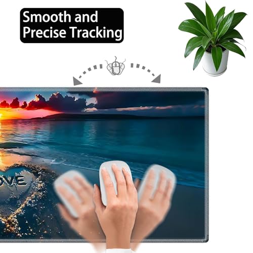 Large Gaming Mouse Pad Set with Wrist Support – 31.5" x 11.8" 4-in-1 XXL Mousepad with Keyboard Wrist Rest, Mouse Wrist Rest & Coaster – Ergonomic Desk Mat for Office, Home – Sunset Love Heart - color: Sunset Love Heart