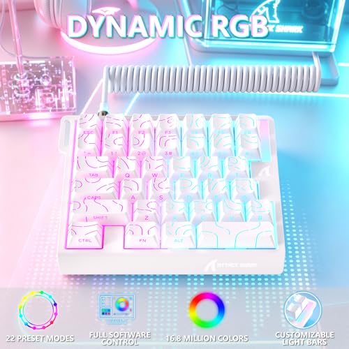 ATTACK SHARK M36 HE One-Handed Magnetic Switch Keyboard, 8000Hz Polling, Hot-Swappable, High-Precision 0.01mm, 36 Keys Wired Keypad with RGB Backlit, C01 Ultra Led Aviator Cable-White Contour - color: White Contour