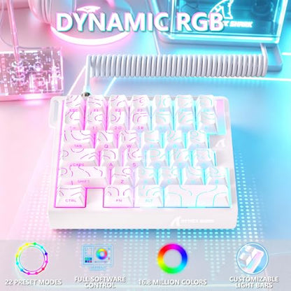 ATTACK SHARK M36 HE One-Handed Magnetic Switch Keyboard, 8000Hz Polling, Hot-Swappable, High-Precision 0.01mm, 36 Keys Wired Keypad with RGB Backlit, C01 Ultra Led Aviator Cable-White Contour - color: White Contour