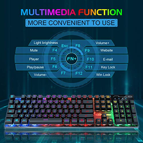 Gaming Keyboard and Mouse Combo, K1 RGB LED Backlit Wired Keyboard with 104 Key Computer PC Gaming Keyboard for PC/Laptop (Black) - color: K1 black