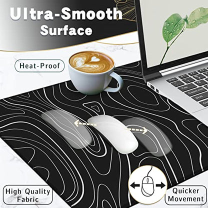 UJoowalk Topographic Gaming Mouse Pad, Large, Black and White, 31.5 x 11.8 in - color: Topographic Black, size: 11.8x31.5''