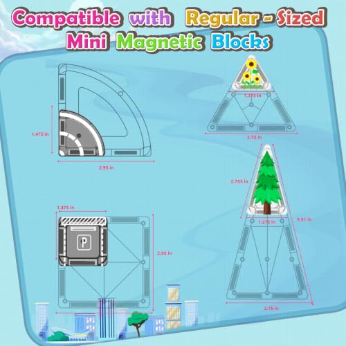 Road Mini Magnetic Tiles with Case Travel Toys for 3+ Year Old Boys Girls - color: Color-21