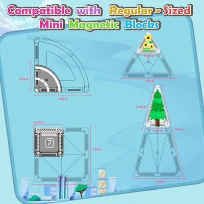 Road Mini Magnetic Tiles with Case Travel Toys for 3+ Year Old Boys Girls - color: Color-21
