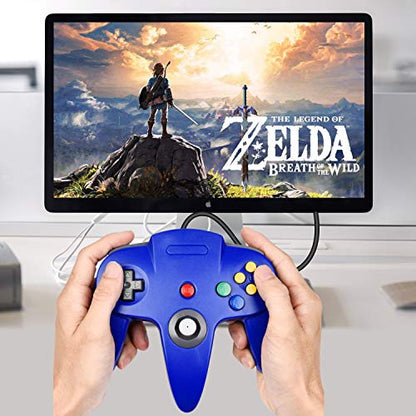 SAFFUN Classic N64 Controller, N64 Wired USB PC Game pad Joystick, N64 Bit USB Wired Game Stick Joy pad Controller for Windows PC MAC Linux Raspberry Pi 3 Sega Genesis Higan (Grey) - color: Wired Gray