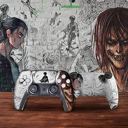Attackk on Tittan Custom PS-5 Controller Wireless compatible with Play-Station 5 Console by BCB Controllers | Proudly Customized in USA with Permanent HYDRO-DIP Printing (NOT JUST A SKIN) (MODDED). - color: Attack On Tittan, size: Modded - Front & Back Pr