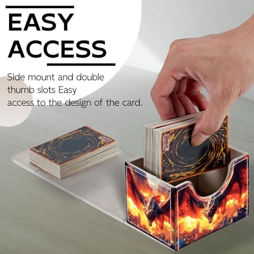 Trading Card Storage Box, Holds 100+ for MTG Cards, Premium PU Leather with Magnetic Closure, Dragon Burning A City Durable Deck Box for Magic the Gathering, Trading Card Games - color: Dragon Burning A City