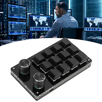 Tbest 12 Keys Programmable Keyboard,One Handed Macro Mechanical Keyboard 12 Key Multifunction DIY Programmable Keypad for Office Gaming Lab