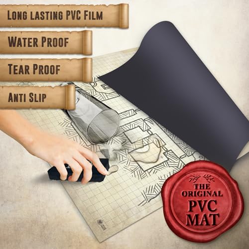 Melee Mats DND Map Starter Set - 35” x 48", Wet & Dry Erase Battle Terrain Grid for Dungeons and Dragons - Ultimate Tabletop Gaming Experience with Accessories