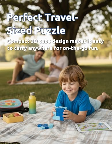 Precision Crafted 7 Piece Wooden Tetromino Cube Puzzle, Screen Free Brain Teaser Logic Game for Kids 6+, Adults, Spatial Reasoning, Focus, Problem Solving and Thoughtful Gifting - style: Tetromino