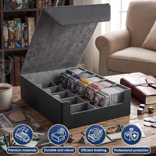 Novabright 4500+ Trading Card Storage Box 5-row with Handle, Storage Box Holds 4500+ Cards with Magnetic Lid, Includes 24 Dividers & 5 Separators Organizer Case Compatible with Mtg Tcg Sport Card