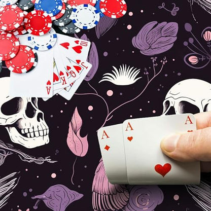 Raven Skulls for MTG & TCG Playmat Mouse Pad, 24" x 14" Game Mat for MTG/RPG/CCG Trading Card Game Playmats Table Mat Perfect for Card Games Video Games Computer Office