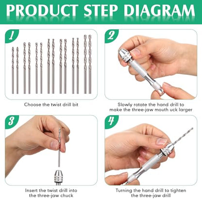 Mudder 57pcs Micro Drill Bits & Pin Vise Set, 46 Pcs Hand Twist Drills and 10 Pcs PCB Mini Cutting Bits for Resin, Beads, Polymer Clay, Craft, DIY Jewelry, Model Making Projects(Silver) - color: Silver