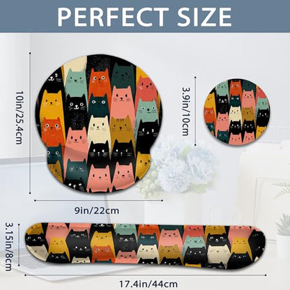 Cute Cat Wrist Rest Mouse Pad and Keyboard Support Set,3 in 1 Ergonomic Memory Foam Mousepad with Non Slip Base, Gaming Mouse Pad for Office and Home - color: Cute Cat