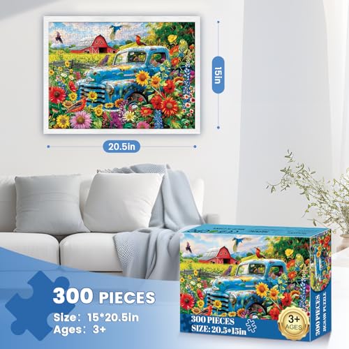 300 Piece Puzzles for Adults,Songbirds on The Farm Jigsaw Puzzle for Adults Kids Seniors,Recycled Cardboard Large Piece Puzzle 300 Piece,Family Activity Great Gift for Family Friends 20.5 * 15 in - style: Farm Country