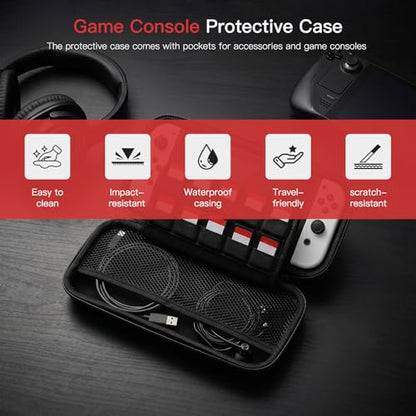 Neuroquill Carry Case Compatible for N*intendo Switch and for New Switch OLED Console - Black Protective Hard Portable Travel Carry Case Shell Pouch with Pockets for Accessories and Games