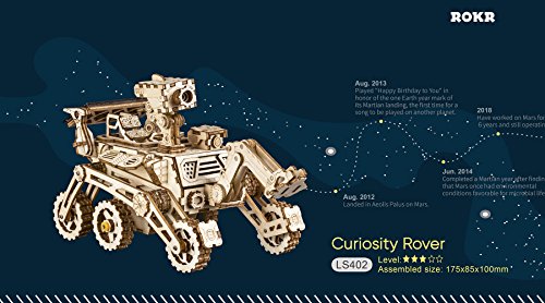 ROKR Assemble Solar Energy Powered Cars-Moveable 3D Wooden Puzzle Toys-Funny Teaching Educational-Home Deco-Model Building Sets-Best Christmas,Birthday Gift for Adult (Curiosity Rover)