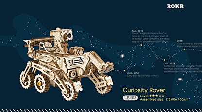 ROKR Assemble Solar Energy Powered Cars-Moveable 3D Wooden Puzzle Toys-Funny Teaching Educational-Home Deco-Model Building Sets-Best Christmas,Birthday Gift for Adult (Curiosity Rover)