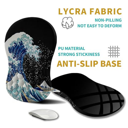 Hokafenle Ergonomic Mouse Pad Wrist Support, Wrist Rest Mousepad for Carpal Tunnel Pain Relief with Integrated Memory Foam Slope Massage Bulge (11.8x7.9 inch,Sea Wave - color: KM16-Sea Wave