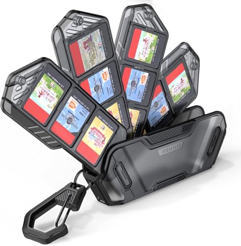 Mumba 12 Switch Game Card Case Holder for Nintendo Switch Game Cards, Portable and Exquisite Protective Hard Shell with 4 Layer Rotatable Holder for Nintendo Switch 2/Switch/Switch OLED/Lite (Black) - color: Black