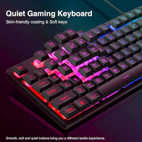 Redragon S107 Gaming Keyboard and Mouse, RGB Gaming Keyboard and 3200 DPI Mouse Combo with Large Mouse Pad, 25-Key Anti-Ghosting, Mechanical Feeling Keyboard, Plug & Play to PC, Laptop - color: Black-NewVison