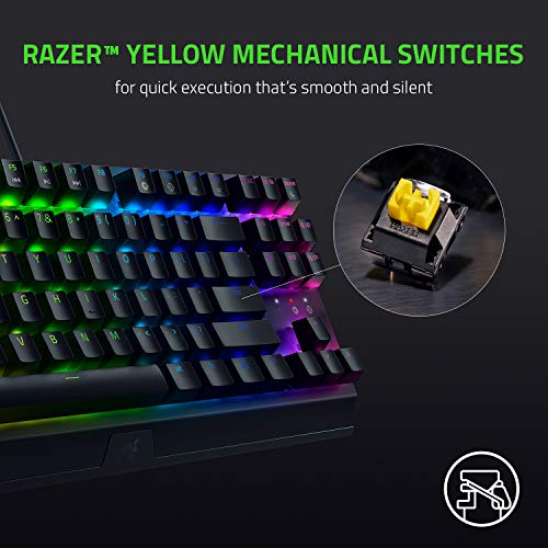 Razer BlackWidow V3 TKL Mechanical Gaming Keyboard, Yellow Switches, Black | Linear & Silent Mechanical Switches, Chroma RGB Lighting, Compact Form Factor, Programmable Macros - size: Keyboard