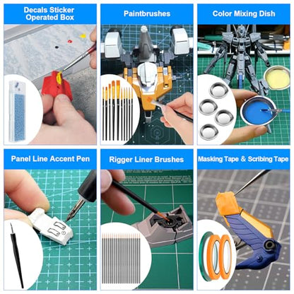 Gundam Tool Kit, 250 Pcs Professional Model Tool Kit for Gundam, Modeling Tools for Models with Decals Sticker Operated Box, Model Building Tools Hobby Tools Craft Set for Repairing Fixing Painting - color: 250 Pcs