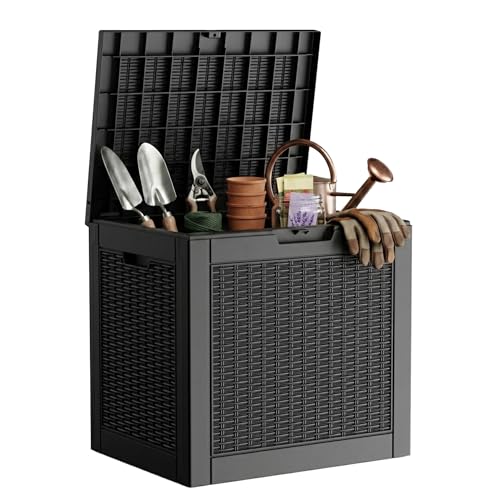 36 Gallon Waterproof Outdoor Storage Box,Deck Boxs for Outdoor and Indoor Use,Deck Storage Box for Picnic Supplies,Gardening Tools,Lockable and Easy to Install(Black) - color: Black, size: 36 Gallon