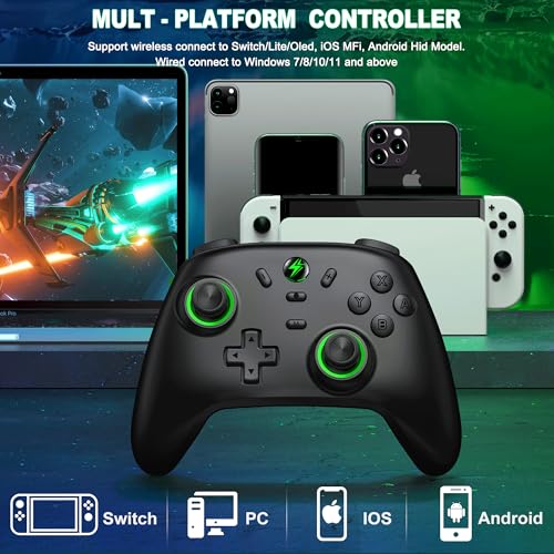 AXYBCOOL Wireless Bluetooth Switch Controller with Charger Station for Nintendo Switch/Lite/OLED/Switch 2 Pro Controller with Charging Dock, Hall Effect Joyticks Switch Remote for iOS/Android/ with Lighting/Turbo/Wakeup