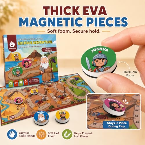 Travofun Exodus Magnetic Snakes and Ladders Bible Game Ages 5–8 | Magnetic snakes and ladders Bible board game for church, Sunday school, family game night and travel - style: Exodus Adventure