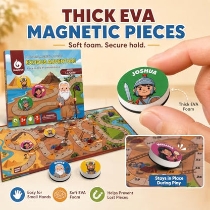 Travofun Exodus Magnetic Snakes and Ladders Bible Game Ages 5–8 | Magnetic snakes and ladders Bible board game for church, Sunday school, family game night and travel - style: Exodus Adventure