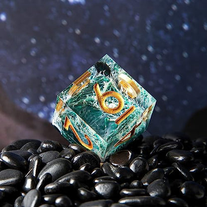 DND Dice Set, Sharp Edge Resin Dice Set with Dice Case, Handmade 7 Accessories Polyhedral Dice for Role Playing Game Dungeons and Dragons, D&D Dice (Sea Wave Green)