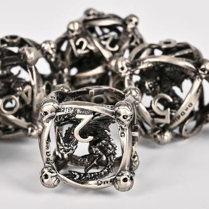 DND Metal Dice Set, UBEUCK 7PCS Gear Metal DND Dice Set for Dungeons & Dragons Board Games Boxes (Antique Nickel dice 2) - color: Antique Nickel Dice 2