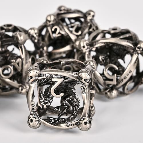 DND Metal Dice Set, UBEUCK 7PCS Gear Metal DND Dice Set for Dungeons & Dragons Board Games Boxes (Antique Nickel dice 2) - color: Antique Nickel Dice 2
