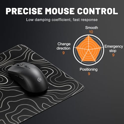 Glass Mousepad, Hard Surface Gaming Mouse Pads, Mousepad Gaming, Glasspad - color: Contour Lines - Black and White